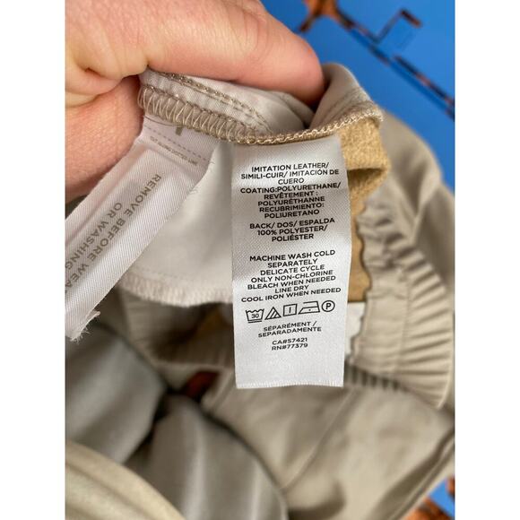 Ann Taylor The Faux Leather Pull On Ankle Cream Ivory Pant Size Small - Picture 8 of 12